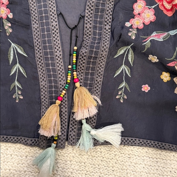 Johnny Was Womens Large  Multicolor Embroidered Kimono - Picture 7 of 9